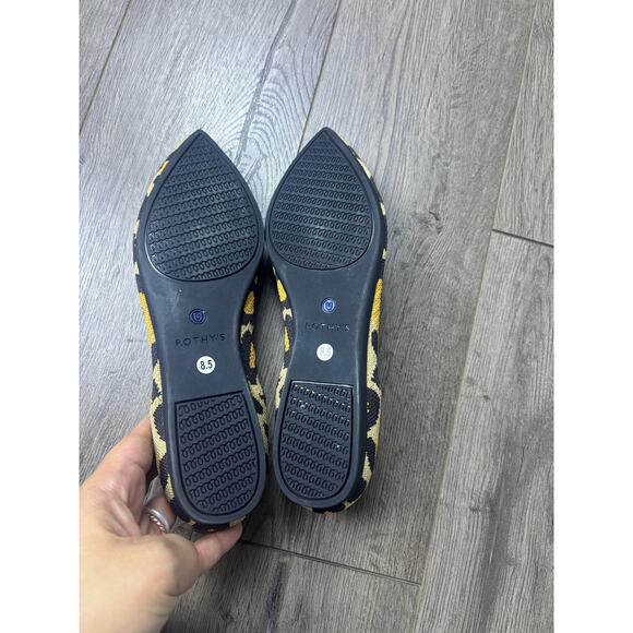 Rothy’s The Point Leopard Print Flats Size 8.5 Washable Knit Eco Friendly - Picture 3 of 5